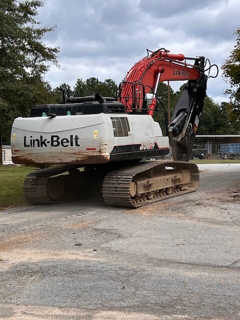 Link-Belt excavator with scrap grapple at the Heavy Equipment Repair shop in Carrollton, GA